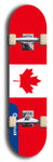 North American maple skateboard deck designed by underground artist BellyRash -- available in widths between 7.5 to 8.5 inches in both mellow concave and steep concave shapes. Artwork : 	Canada	flag skateboard deck																				