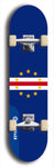 North American maple skateboard deck designed by underground artist BellyRash -- available in widths between 7.5 to 8.5 inches in both mellow concave and steep concave shapes. Artwork : 	Cabo Verde	flag skateboard deck																				