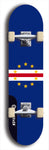 North American maple skateboard deck designed by underground artist BellyRash -- available in widths between 7.5 to 8.5 inches in both mellow concave and steep concave shapes. Artwork : 	Cabo Verde	flag skateboard deck																				