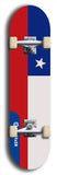 North American maple skateboard deck designed by underground artist BellyRash -- available in widths between 7.5 to 8.5 inches in both mellow concave and steep concave shapes. Artwork : 	Chile	flag skateboard deck																				