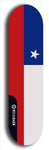 North American maple skateboard deck designed by underground artist BellyRash -- available in widths between 7.5 to 8.5 inches in both mellow concave and steep concave shapes. Artwork : 	Chile	flag skateboard deck																				