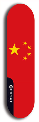 North American maple skateboard deck designed by underground artist BellyRash -- available in widths between 7.5 to 8.5 inches in both mellow concave and steep concave shapes. Artwork : 	China	flag skateboard deck																				