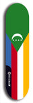 North American maple skateboard deck designed by underground artist BellyRash -- available in widths between 7.5 to 8.5 inches in both mellow concave and steep concave shapes. Artwork : 	Comoros	flag skateboard deck																				