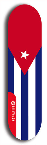North American maple skateboard deck designed by underground artist BellyRash -- available in widths between 7.5 to 8.5 inches in both mellow concave and steep concave shapes. Artwork : 	Cuba	flag skateboard deck																				