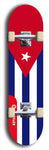 North American maple skateboard deck designed by underground artist BellyRash -- available in widths between 7.5 to 8.5 inches in both mellow concave and steep concave shapes. Artwork : 	Cuba	flag skateboard deck																				