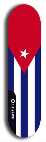 North American maple skateboard deck designed by underground artist BellyRash -- available in widths between 7.5 to 8.5 inches in both mellow concave and steep concave shapes. Artwork : 	Cuba	flag skateboard deck																				