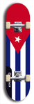 North American maple skateboard deck designed by underground artist BellyRash -- available in widths between 7.5 to 8.5 inches in both mellow concave and steep concave shapes. Artwork : 	Cuba	flag skateboard deck																				
