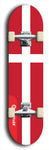 North American maple skateboard deck designed by underground artist BellyRash -- available in widths between 7.5 to 8.5 inches in both mellow concave and steep concave shapes. Artwork : 	Denmark	flag skateboard deck																				