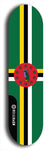 North American maple skateboard deck designed by underground artist BellyRash -- available in widths between 7.5 to 8.5 inches in both mellow concave and steep concave shapes. Artwork : 	Dominica	flag skateboard deck																				