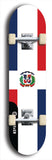 North American maple skateboard deck designed by underground artist BellyRash -- available in widths between 7.5 to 8.5 inches in both mellow concave and steep concave shapes. Artwork : 	Dominican Republic	flag skateboard deck																				