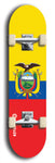 North American maple skateboard deck designed by underground artist BellyRash -- available in widths between 7.5 to 8.5 inches in both mellow concave and steep concave shapes. Artwork : 	Ecuador	flag skateboard deck																				
