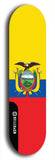 North American maple skateboard deck designed by underground artist BellyRash -- available in widths between 7.5 to 8.5 inches in both mellow concave and steep concave shapes. Artwork : 	Ecuador	flag skateboard deck																				