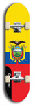 North American maple skateboard deck designed by underground artist BellyRash -- available in widths between 7.5 to 8.5 inches in both mellow concave and steep concave shapes. Artwork : 	Ecuador	flag skateboard deck																				