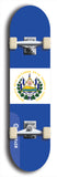 North American maple skateboard deck designed by underground artist BellyRash -- available in widths between 7.5 to 8.5 inches in both mellow concave and steep concave shapes. Artwork : 	El Salvador	flag skateboard deck																				