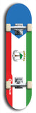 North American maple skateboard deck designed by underground artist BellyRash -- available in widths between 7.5 to 8.5 inches in both mellow concave and steep concave shapes. Artwork : 	Equatorial Guinea	flag skateboard deck																				