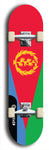 North American maple skateboard deck designed by underground artist BellyRash -- available in widths between 7.5 to 8.5 inches in both mellow concave and steep concave shapes. Artwork : 	Eritrea	flag skateboard deck																				