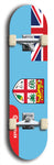 North American maple skateboard deck designed by underground artist BellyRash -- available in widths between 7.5 to 8.5 inches in both mellow concave and steep concave shapes. Artwork : 	Fiji	flag skateboard deck																				
