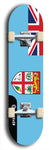 North American maple skateboard deck designed by underground artist BellyRash -- available in widths between 7.5 to 8.5 inches in both mellow concave and steep concave shapes. Artwork : 	Fiji	flag skateboard deck																				
