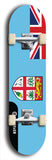 North American maple skateboard deck designed by underground artist BellyRash -- available in widths between 7.5 to 8.5 inches in both mellow concave and steep concave shapes. Artwork : 	Fiji	flag skateboard deck																				