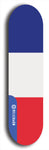 North American maple skateboard deck designed by underground artist BellyRash -- available in widths between 7.5 to 8.5 inches in both mellow concave and steep concave shapes. Artwork : 	France	flag skateboard deck																				