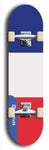 North American maple skateboard deck designed by underground artist BellyRash -- available in widths between 7.5 to 8.5 inches in both mellow concave and steep concave shapes. Artwork : 	France	flag skateboard deck																				