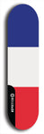 North American maple skateboard deck designed by underground artist BellyRash -- available in widths between 7.5 to 8.5 inches in both mellow concave and steep concave shapes. Artwork : 	France	flag skateboard deck																				