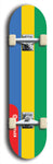 North American maple skateboard deck designed by underground artist BellyRash -- available in widths between 7.5 to 8.5 inches in both mellow concave and steep concave shapes. Artwork : 	Gabon	flag skateboard deck																				