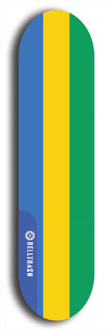 North American maple skateboard deck designed by underground artist BellyRash -- available in widths between 7.5 to 8.5 inches in both mellow concave and steep concave shapes. Artwork : 	Gabon	flag skateboard deck																				