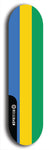 North American maple skateboard deck designed by underground artist BellyRash -- available in widths between 7.5 to 8.5 inches in both mellow concave and steep concave shapes. Artwork : 	Gabon	flag skateboard deck																				
