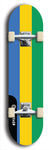 North American maple skateboard deck designed by underground artist BellyRash -- available in widths between 7.5 to 8.5 inches in both mellow concave and steep concave shapes. Artwork : 	Gabon	flag skateboard deck																				