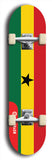 North American maple skateboard deck designed by underground artist BellyRash -- available in widths between 7.5 to 8.5 inches in both mellow concave and steep concave shapes. Artwork : 	Ghana	flag skateboard deck																				