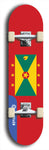 North American maple skateboard deck designed by underground artist BellyRash -- available in widths between 7.5 to 8.5 inches in both mellow concave and steep concave shapes. Artwork : 	Grenada	flag skateboard deck																				