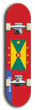 North American maple skateboard deck designed by underground artist BellyRash -- available in widths between 7.5 to 8.5 inches in both mellow concave and steep concave shapes. Artwork : 	Grenada	flag skateboard deck																				