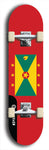 North American maple skateboard deck designed by underground artist BellyRash -- available in widths between 7.5 to 8.5 inches in both mellow concave and steep concave shapes. Artwork : 	Grenada	flag skateboard deck																				