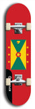 North American maple skateboard deck designed by underground artist BellyRash -- available in widths between 7.5 to 8.5 inches in both mellow concave and steep concave shapes. Artwork : 	Grenada	flag skateboard deck																				
