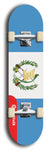 North American maple skateboard deck designed by underground artist BellyRash -- available in widths between 7.5 to 8.5 inches in both mellow concave and steep concave shapes. Artwork : 	Guatemala	flag skateboard deck																				
