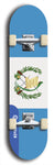 North American maple skateboard deck designed by underground artist BellyRash -- available in widths between 7.5 to 8.5 inches in both mellow concave and steep concave shapes. Artwork : 	Guatemala	flag skateboard deck																				