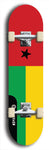 North American maple skateboard deck designed by underground artist BellyRash -- available in widths between 7.5 to 8.5 inches in both mellow concave and steep concave shapes. Artwork : 	Guinea-Bissau	flag skateboard deck																				