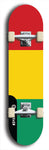 North American maple skateboard deck designed by underground artist BellyRash -- available in widths between 7.5 to 8.5 inches in both mellow concave and steep concave shapes. Artwork : 	Guinea	flag skateboard deck																				