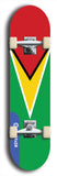 North American maple skateboard deck designed by underground artist BellyRash -- available in widths between 7.5 to 8.5 inches in both mellow concave and steep concave shapes. Artwork : 	Guyana	flag skateboard deck																				