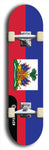 North American maple skateboard deck designed by underground artist BellyRash -- available in widths between 7.5 to 8.5 inches in both mellow concave and steep concave shapes. Artwork : 	Haiti	flag skateboard deck																				