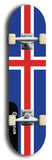 North American maple skateboard deck designed by underground artist BellyRash -- available in widths between 7.5 to 8.5 inches in both mellow concave and steep concave shapes. Artwork : 	Iceland	flag skateboard deck																				