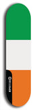 North American maple skateboard deck designed by underground artist BellyRash -- available in widths between 7.5 to 8.5 inches in both mellow concave and steep concave shapes. Artwork : 	Ireland	flag skateboard deck																				