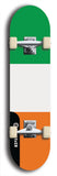 North American maple skateboard deck designed by underground artist BellyRash -- available in widths between 7.5 to 8.5 inches in both mellow concave and steep concave shapes. Artwork : 	Ireland	flag skateboard deck																				