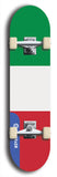 North American maple skateboard deck designed by underground artist BellyRash -- available in widths between 7.5 to 8.5 inches in both mellow concave and steep concave shapes. Artwork : 	Italy	flag skateboard deck																				