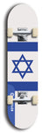 North American maple skateboard deck designed by underground artist BellyRash -- available in widths between 7.5 to 8.5 inches in both mellow concave and steep concave shapes. Artwork : 	Israel	flag skateboard deck																				