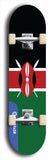 North American maple skateboard deck designed by underground artist BellyRash -- available in widths between 7.5 to 8.5 inches in both mellow concave and steep concave shapes. Artwork : 	Kenya	flag skateboard deck																				