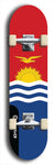 North American maple skateboard deck designed by underground artist BellyRash -- available in widths between 7.5 to 8.5 inches in both mellow concave and steep concave shapes. Artwork : 	Kiribati	flag skateboard deck																				