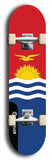 North American maple skateboard deck designed by underground artist BellyRash -- available in widths between 7.5 to 8.5 inches in both mellow concave and steep concave shapes. Artwork : 	Kiribati	flag skateboard deck																				
