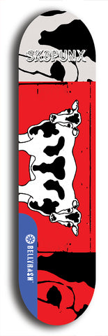 Skateboard deck: Limited edition, North American maple skateboard deck designed by underground artist BellyRash - available widths 7.5 to 8.5 inches in both mellow concave and steep concave shapes. Artwork: SK8PUNX logo brand popsicle-shaped deck